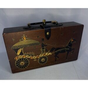 Enid Collins of Texas Box Bag Horse "Carriage Trade" Gold Wood 1962